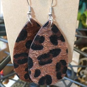 Leopard Faux Leather Earrings